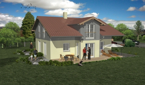 Visualisierung Animation & photorealistische Szenen für Einfamilienhaus, Doppelhaus, Reihenhaus, Mehrfamilienhaus oder Ferienhaus erstellt mit Allplan 2008 und Cinema 4D für Planer, Immobilienverkäufer und Architekten